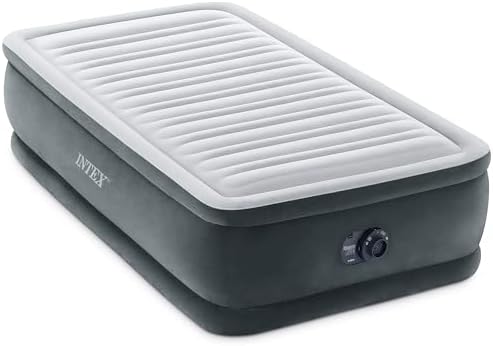 INTEX Twin Size Air Mattress, 18in Height, Built-in Pump, Dura-Beam Deluxe Comfort-Plush - Portable Inflatable Blow-up Bed for Camping, Travel, Guests