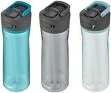 Contigo Ashland 2.0 Leak-Proof & Dishwasher-Safe Water Bottle, Lid Locked & Angled Straw Feature, Interchangeable Lid, 24oz 3-Pack, Colors: Juniper/Sake/Bubble Tea