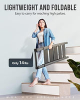 WOA WOA 5 Step Ladder, Ladders for Home, Anti-Slip Pedals, Aluminum Step Stool Foldable, Lightweight to Move, Ease of Storage, Reach 10ft for Closet Kitchen Library, Hold 300lbs - Black