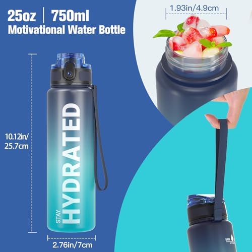 Sahara Sailor Water Bottle 32oz, Durable and Leakproof Water Bottles Motivational with Time Marker, Tritan, BPA Free, Wide Mouth with Easy Clean Brush for Gym, Travel, Home, School, Office (1 Bottle)