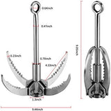 Ant Mag Grappling Hook Stainless Steel Claw Carabiner for Camping Hiking Tree Grabbing and Water Lifting Salvage