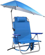 LEMBERI Backpack Beach Chair with Umbrella for Adults,1/2 Pack Folding Heavy Duty Camping Chair with Large Pockets and Cup Holder,Adjustable high Beach Lounge Chairs with Towel Rack (1, Navy Blue)