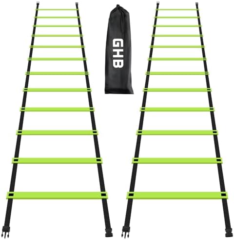 GHB Pro Agility Ladder Agility Training Ladder Speed 12 Rung 20ft with Carrying Bag