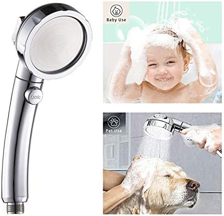 KAIYING Chrome High Pressure Handheld Shower Head with ON/OFF Pause Switch, 3 Spray Modes Shower Wand with Shut Off Button, Removable Camper Shower Head with Hose and Adjustable Angle Bracket
