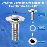 Bathroom Sink Stopper Hair Catcher, Pop-up Sink Drain Strainer with Removable Stainless Steel Strainer Basket Hair Catcher, Bathroom Sink Strainer for Bathroom Sink Stopper Replacement.(New-2PCS)