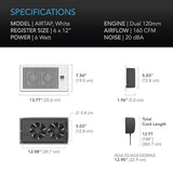 AC Infinity AIRTAP T6 White, Register Booster Fan for 6” x 12” Register Holes, Improves Heating & Cooling Vents, Quiet 10-Speeds