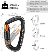 Climbing Carabiner Clips 25kN Auto Locking Carabiner, Professional Heavy Duty Large Locking Carabiner Clips for Rock/Ice Climbing Rappelling Rescue Swing etc, D Shaped, Large Size