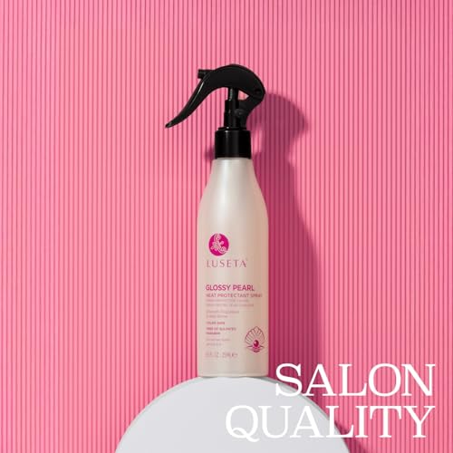 Luseta Glossy Pearl Heat Protectant Spray Smoothing Thermal Protection Treatment Enhance Shine and Add Strength for All Hair Types Protect Hair from Heat Damage 8.5oz