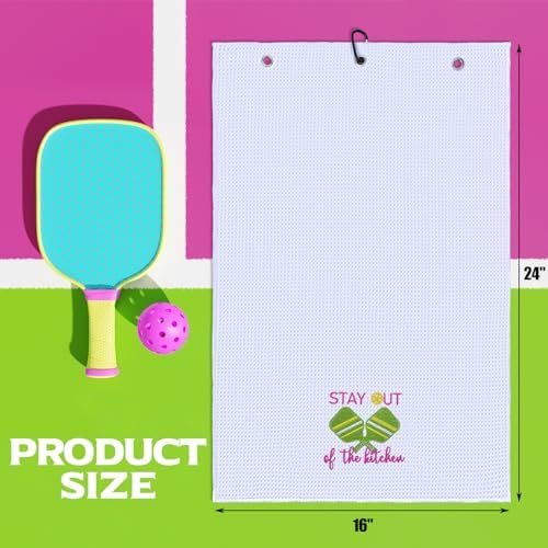 Hosuly 4 Pieces Funny Dinkball Towels Microfiber Cotton Athletic Towels with Clip Embroidered Gift for Men Women Dinkball Lovers(Women,Elegant)