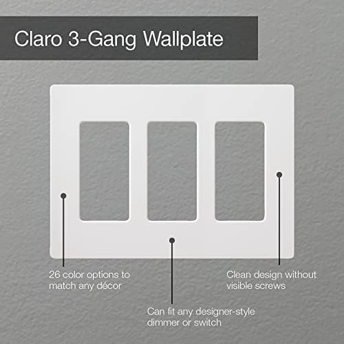 Lutron Claro 3 Gang Decorator/Rocker Wallplate, Satin, Snow (1-Pack) | SC-3-SW