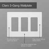 Lutron Claro 3 Gang Decorator/Rocker Wallplate, Satin, Snow (1-Pack) | SC-3-SW