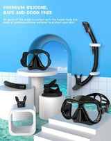 Greatever Dry Snorkel Set,Panoramic Wide View,Anti-Fog Scuba Diving Mask,Professional Snorkeling Gear