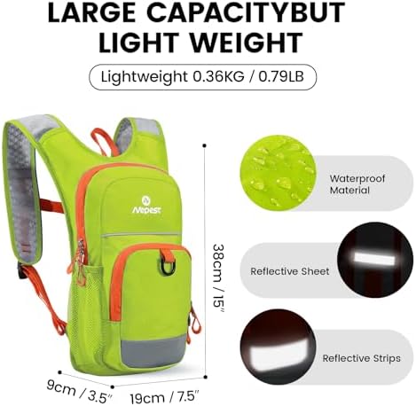 Kids Hydration Backpack, Mini Water Backpack with 1.5L Water Bladder for Hiking Cycling Running