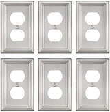 6-Pack Duplex Wall Plate, Decorative Satin Nickel Outlet Cover, Metal Wall Plates for Electrical Outlets, 3.15''*4.88'', Midsize