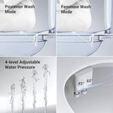 Bidet Attachment for Toilet, Dual Nozzle Bidet Toilet Seat, Non-Electric Ultra-Thin Bidets for Existing Toilets, Rear/Feminine Wash with Adjustable Water Pressure (Rose Gold)