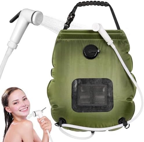 sapsisel Camping Shower Bag, 5 Gal/20L Solar Heating Camping Shower with Upgraded Hose and Shower Head,Portable Shower for Camping Hiking, Traveling