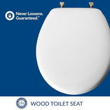 MAYFAIR 844BN 000 Toilet Seat with Brushed Nickel Hinges will Never Come Loose, ROUND , White, 1 Pack - ROUND