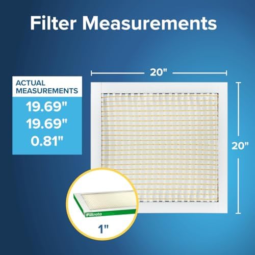 Filtrete 20x20x1 AC Furnace Air Filter, MERV 8, MPR 700, Tough on Pollen, Easy on Airflow, 3-Month Pleated 1-Inch Electrostatic Air Cleaning Filter, 4-Pack (Actual Size 19.880 x 19.880 x 0.78 in )