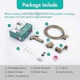 BARROCK Handheld Bidet Sprayer for Toilet, Stainless Steel Metal Made Baby Cloth Diaper Spraying Kit, Bathroom Toilet Bidet Attachment Set for Bathing Pets and Feminine Hygiene, Brushed Brass Gold