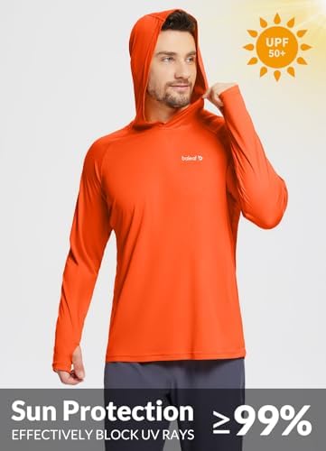 baleaf Men's Sun Protection Hoodie Shirt UPF 50+ Long Sleeve UV SPF T-Shirts Rash Guard Fishing Swimming Lightweight