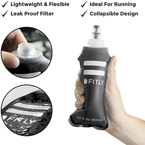 Soft Flask - Shrink As You Drink Soft Water Bottle for Hydration Pack - Folding Water Bottle Ideal for Running, Hiking, Cycling, Climbing & Rigorous Activity