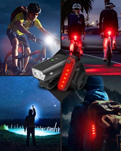 Victoper Bike Light, High Lumens Super Bright Bicycle Lite, 6+4 Modes USB Rechargeable Bike Headlight & Taillight Set, Waterproof Safety Bike Front & Rearlight for Road, Mountain, Night Riding