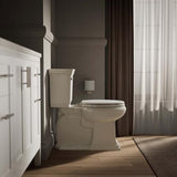 KOHLER Stonewood Quiet-Close Elongated Toilet Seat, Slow Close Design, Durable Wood, Easy Installation, Universal Fit, Biscuit, K-20466-96