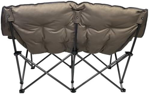 Black Sierra Double Camping Chair for Adults, Oversized Folding Loveseat Supports 600 lbs, Plush Padded Outdoor Couch with Cup Holders and Carry Bag for Beach, Patio, RV, or Tailgating Events