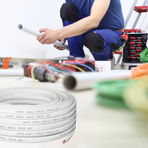 8 Gauge Marine Wire 8 AWG 10ft Duplex Marine Grade Wire Tinned Copper Oxygen-Free Insulated Red& Black Electrical Cable for Boat/Automotive/RV/Camper/Trailer