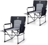 EVER ADVANCED Camping Directors' Chair with Side Table, Portable Folding with Compact Size, Heavy Duty Lawn Chair with Pocket for Camping, Lawn, Sports and Fishing, 400lbs, Black 2 Pack