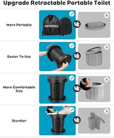 Portable Toilet for Adults, Adjustable Height Camping Toilet Portable, Outdoor Emergency Toilet for Car, Travel, Camping, and Hiking, Comfortable Portable Potty for Adults with 20 Toilet Bags