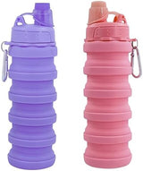 Collapsible Water Bottles Travel water bottle Sports Portable Sport Water Bottle Reusable Water Bottles comes with mountaineering Buckle 500ml silicone Water-proof camping water bottle