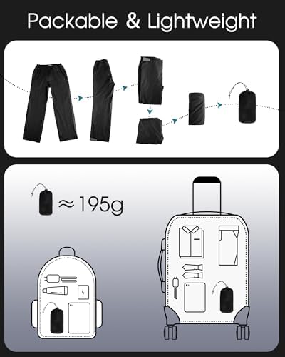 33,000ft Packable Rain Pants for Men Waterproof Hiking Pants Lightweight Rain Pants Outdoor Windproof Pant for Golf, Fishing