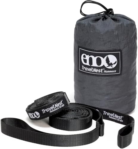 ENO TravelNest Hammock & Straps Combo - Portable Hiking and Camping Hammock with Straps Included - Travel Hammock for Camping, Hiking, Backpacking, a Festival, or The Beach - Charcoal