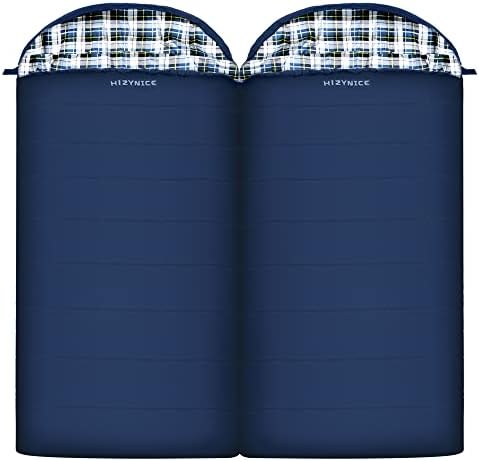 0 Degree Sleeping Bag 100% Cotton Flannel XXL for Adults Big and Tall Cold Weather Winter Zero Degree Camping,Free Compression Sack