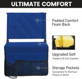 Sheenive Stadium Seats for Bleachers with Back Support, Bleacher Seats with Backs and Cushion Wide, Padded Portable Folding Comfort Stadium Chair with Shoulder Strap, Perfect for Sports Events, Blue