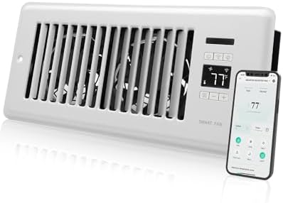 Super Quiet Register Booster Fan for 4" x 10" Register Holes, Smart Register Vent with Dual Intelligent Thermostat and WIFI App Control, Heating Cooling AC Vent Fan (White)