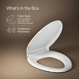 KOHLER 4636-RL-0 Cachet ReadyLatch Elongated Slow Close Toilet Seat Quiet Lid, Contoured Grip-Tight Bumpers Installation Hardware, Apartment Essentials, White