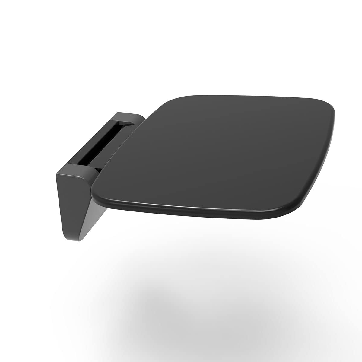 Go Bathrooms Black Wall Mounted Heavy Duty Shower Seat, Modern Matt Black Plastic, 160kg Capacity