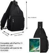 MOSISO Sling Backpack Bag, Crossbody Shoulder Bag Travel Hiking Daypack Chest Bag with Front Square Pocket&USB Charging Port
