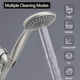 Briout Shower Head with Handheld, 5-Settings Showerhead High Pressure Powerful Water Spray Shower Head Set with 59 Inch Stainless Steel Hose and Bracket, Brushed Nickel