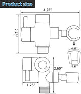 G-Promise Solid Metal Shower Arm Diverter with Holder for Hand Held Showerhead and Fixed Spray Head, G 1/2 3-Way Bathroom Universal Diverter System Replacement Part (Polished Chrome)