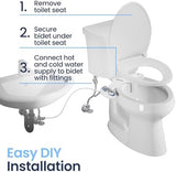 LUXE Bidet NEO 320 - Hot and Cold Water, Self-Cleaning, Dual Nozzle, Non-Electric Bidet Attachment for Toilet Seat, Adjustable Water Pressure, Rear and Feminine Wash, Lever Control (White)