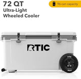 RTIC 72 Quart Ultra-Light Wheeled Cooler Hard Insulated Portable Ice Chest Box for Beach, Drink, Beverage, Camping, Picnic, Fishing, Boat, Barbecue, 30% Lighter Than Rotomolded Coolers