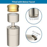 Hibbent NSF/ANSI/CAN 61 Certified Faucet Aerator, Kitchen Sink Faucet Aerator, 2 Water Flow CUPC Certification 360-degree Swivel Faucet Extender, 55/64 Inch Female Thread, Water Saving-Brushed Nickel