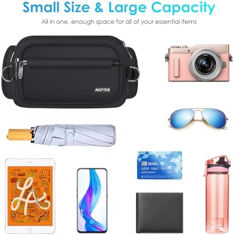 AGPTEK Fanny Pack for Women Men, RFID Large Capacity Waist Wallet Bag, Adjustable & Waterproof Bum Belt Pouch for Travel, Running, Shopping, Hiking, Dog Walking, Cycling, Climbing