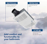 Broan-NuTone BHFLED110 PowerHeat Bathroom Exhaust Fan, Heater, and LED Light Combination, 110 CFM