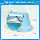 Baby Beach Tent with Baby Hat, Pop Up Toddler Travel Tent with Sun Hat for Boys or Girls, Sun Shade for Toddler Camping, Infant Portable Sun Shade, Summer Beach Baby (Blue Baby Tent with Hat)