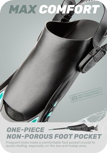 CAPAS Snorkel Fins, Swim Fins Travel Size Short Adjustable for Snorkeling Diving Adult Men Women Kids Open Heel Swimming Flippers