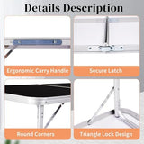 3.0 Ft Folding Portable Camping Table with Adjustable Height Legs, RV Dining Tables, Grill, DJ, BBQ, Dining, Picnic, Cooking, Beach, Garden, Black